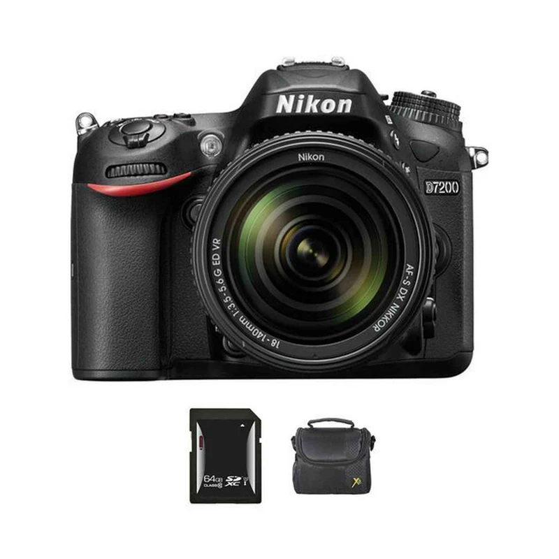 Nikon D7200 Digital SLR Camera w/18-140mm Lens + 64GB & Case Bundle