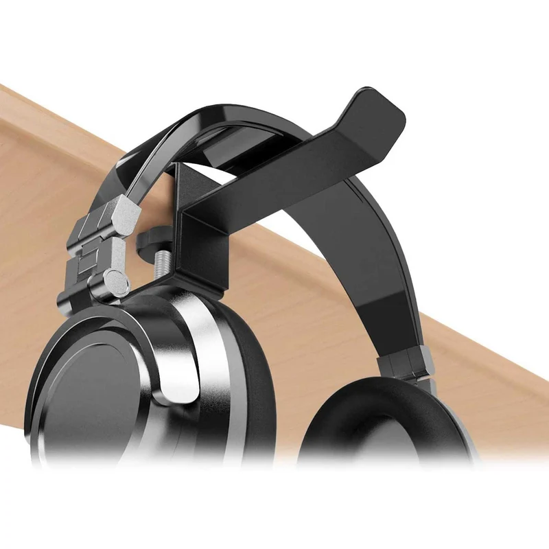 Xpix Metal Headphone Headset Holder Hanger with Under Desk Design Mount Clamp Clip Grip - Hooks onto Surface Without Glue Or Mess - Fits Headphones
