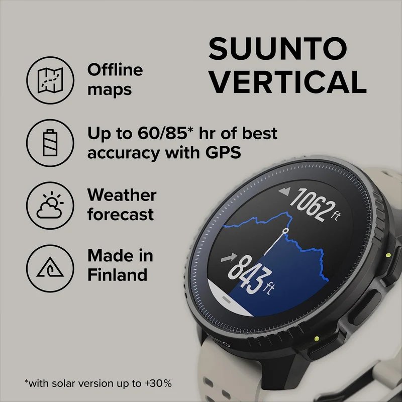 SUUNTO Vertical: Adventure GPS Watch, Large Screen, Offline Maps,
