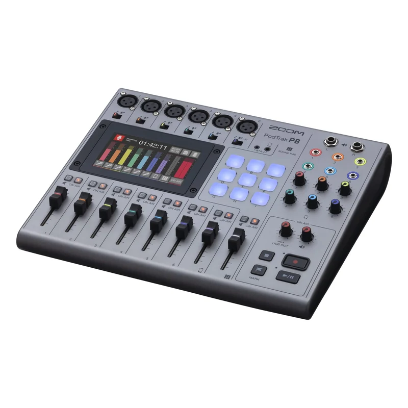 Zoom PodTrak P8 Podcast Recorder, 6 Microphone Inputs, 6 Headphone Outputs, Phone Input, Sound Pads, Onboard Editing, Record to SD card, USB Audio Interface, Battery Powered
