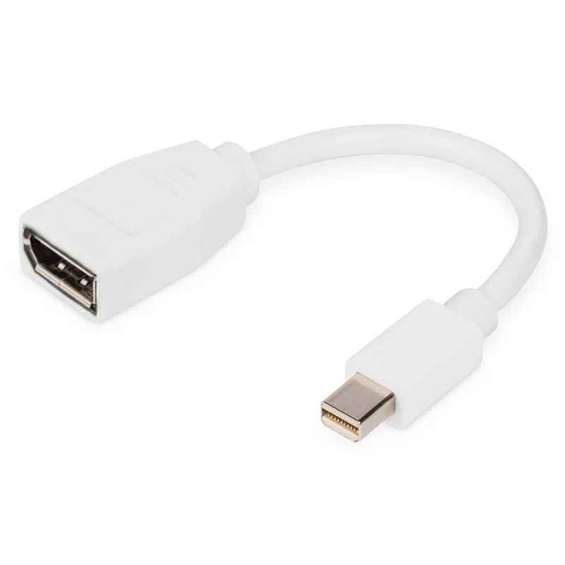 DIGITUS Mini DisplayPort auf DisplayPort Adapter, 4K 60Hz, 15 cm, weiß