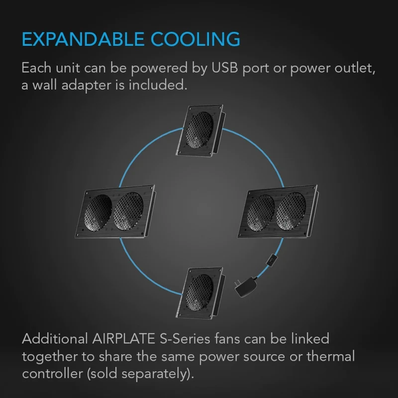 AC Infinity Airplate S1 26 CFM Cabinet Cooler USB Powered Aluminium 80mm