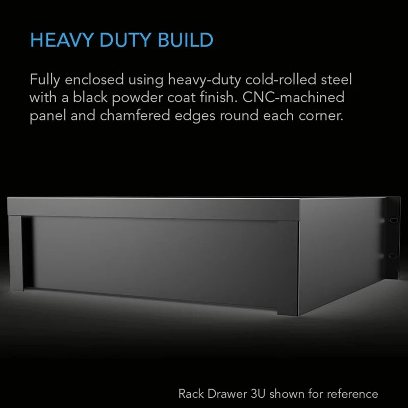 AC Infinity Heavy-Duty Rack Drawer Aluminium Faceplate 2U Black