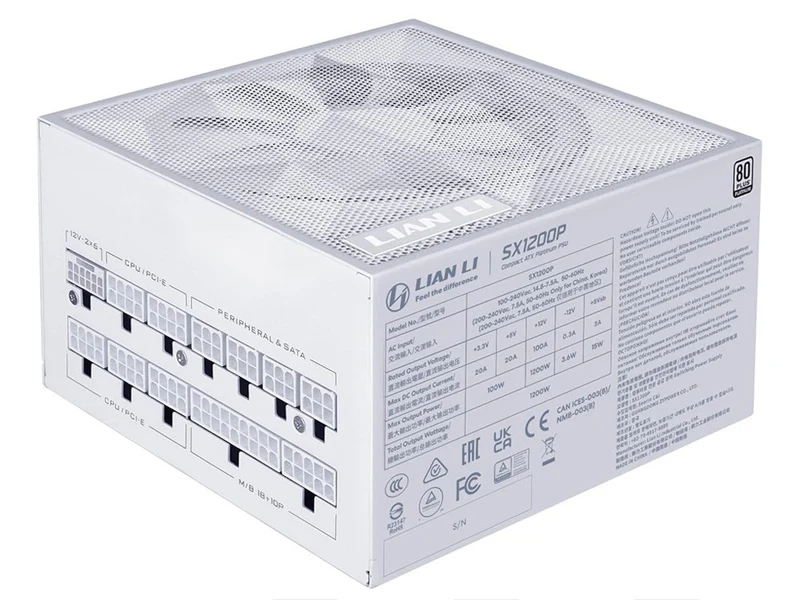 Lian Li SX Platinum SX1200P.W 1200W 80+ Platinum Fully Modular ATX 3.1 Power Supply - White