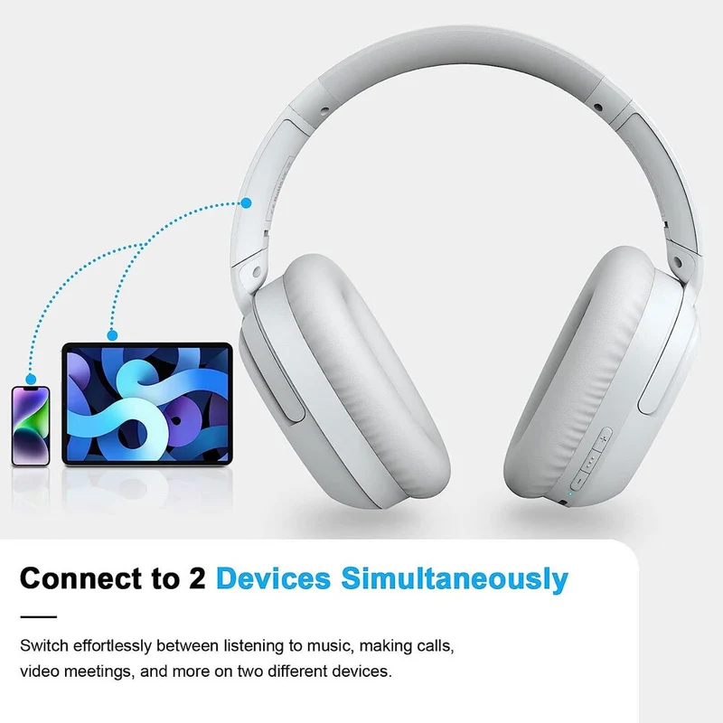 Silcron Active Noise Cancelling Bluetooth Headphones (White)