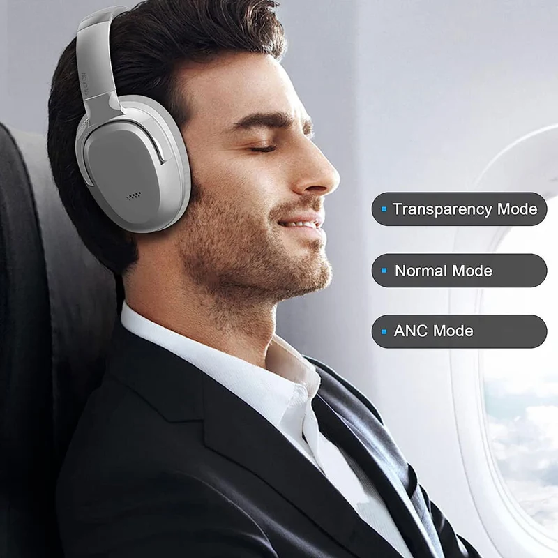 Silcron Active Noise Cancelling Bluetooth Headphones (White)