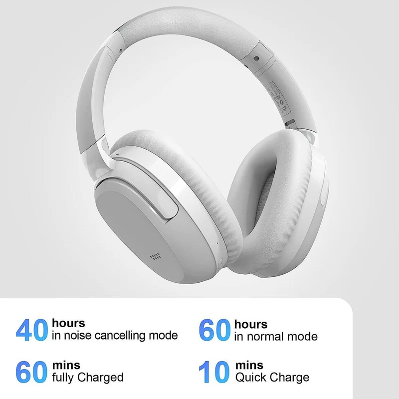Silcron Active Noise Cancelling Bluetooth Headphones (White)