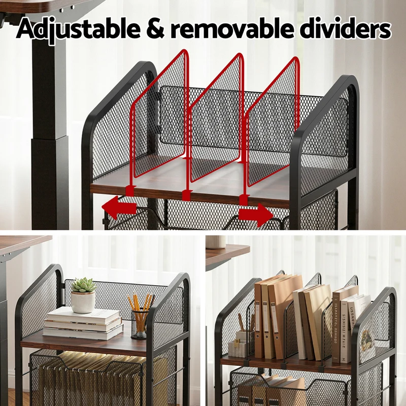 Artiss Rolling File Cart Compact Storage Organiser Under Desk Storage