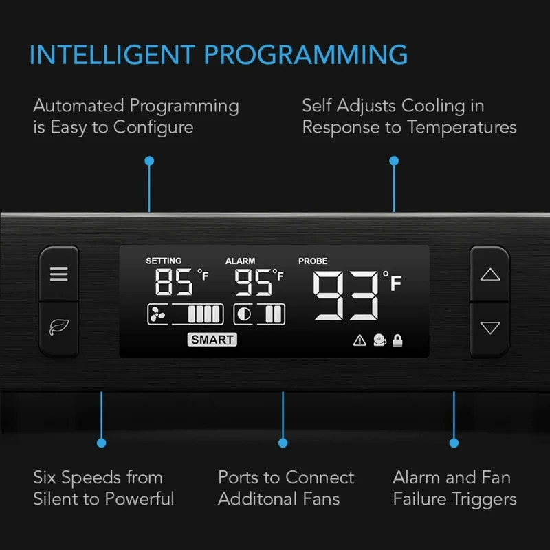 AC Infinity Aircom T10 160 CFM Component Cooler Front Exhaust LCD Display