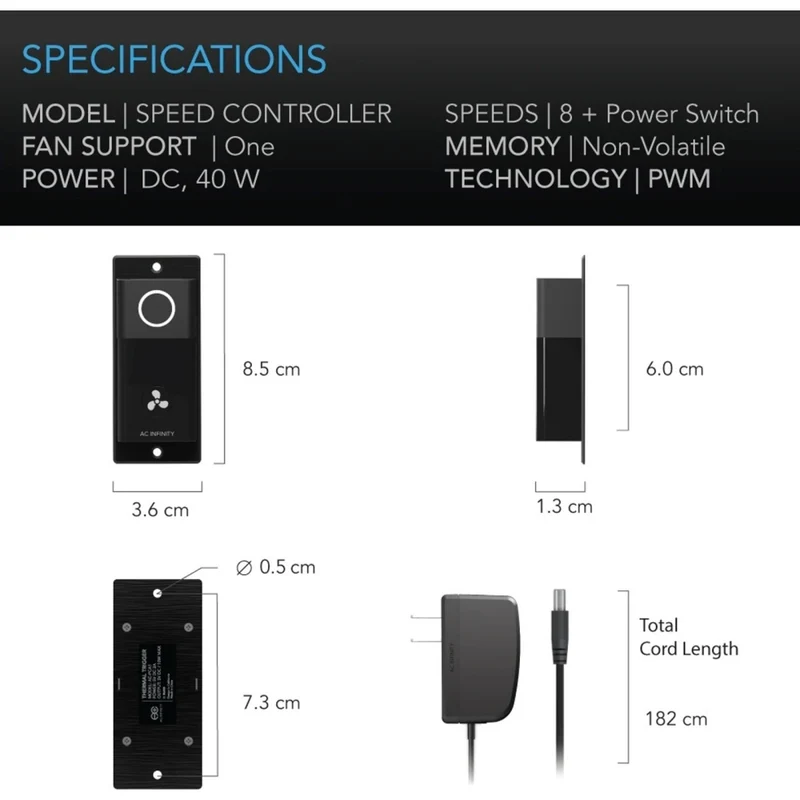 AC Infinity 2pc Rack Roof Fan Kit Dual Cooling Fans with Speed Controller