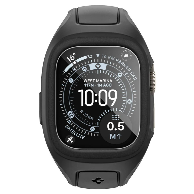 Spigen Apple Watch Ultra 4/3/2/1 49mm Liquid Air Pro Band Case with Screen Protector (Black)