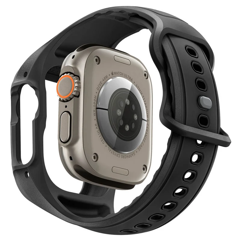 Spigen Apple Watch Ultra 4/3/2/1 49mm Liquid Air Pro Band Case with Screen Protector (Black)