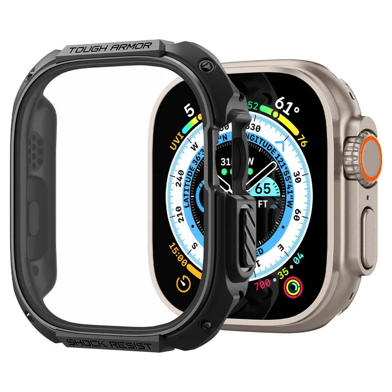 Spigen Apple Watch Ultra 4/3/2/1 49mm Tough Armor Screen Protector Case (Black)