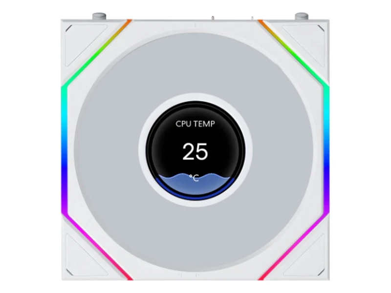 Lian Li Uni Fan TL Flex 1.8in LCD 2.4GHz Wireless 120mm Reverse Blade ARGB Fan 3 Pack - White (12RTLLCD1F3W)