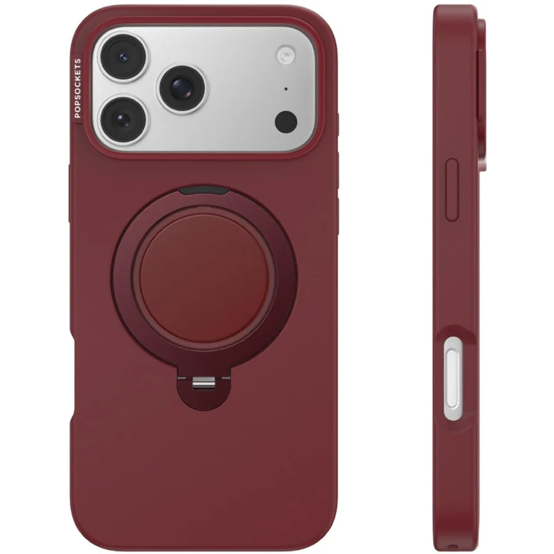 PopSockets Low-Pro MagSafe Protective Case with Built-in Grip Stand for iPhone 18 Pro (Burgundy)