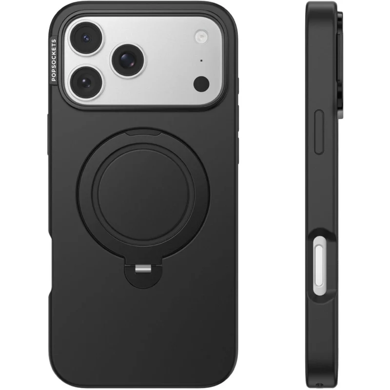 PopSockets Low-Pro MagSafe Protective Case with Built-in Grip Stand for iPhone 18 Pro (Black)