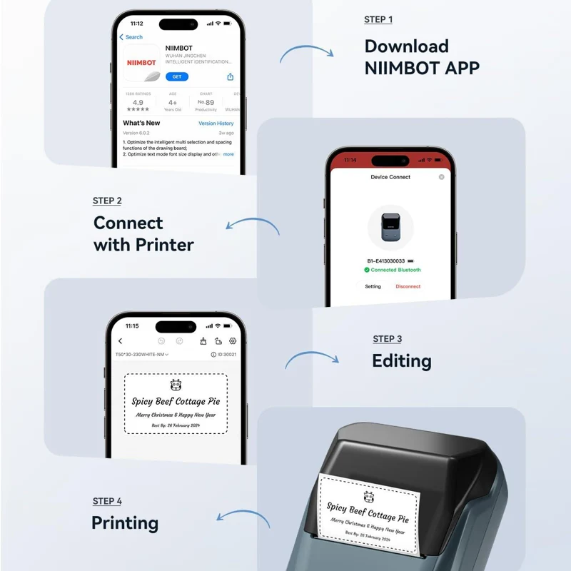 Niimbot B1 Portable 2-Inch Bluetooth Thermal Label Printer