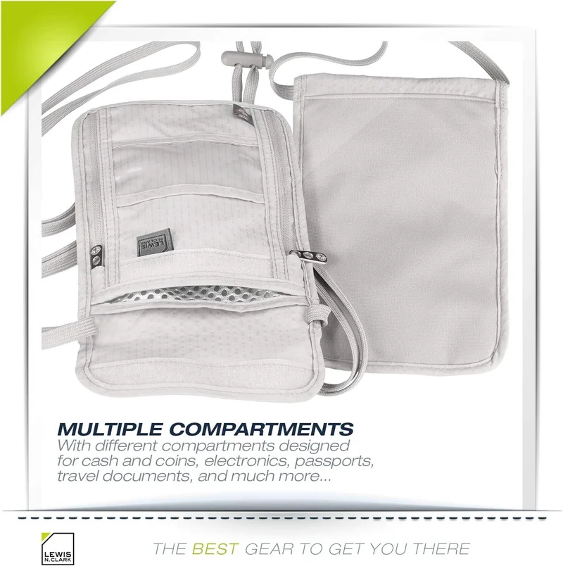 Lewis N. Clark RFID Blocking Travel Neck Wallet Stash Passport Security Pouch - Clay