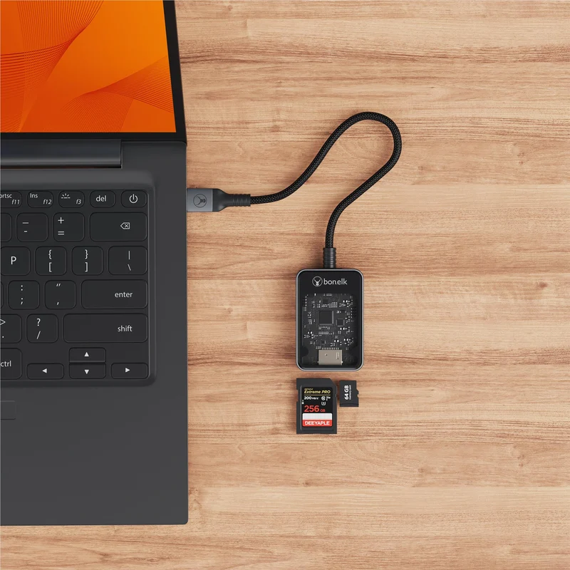 Bonelk Vision Long-Life USB-A to MicroSD/SD Adapter (SG/Clear)