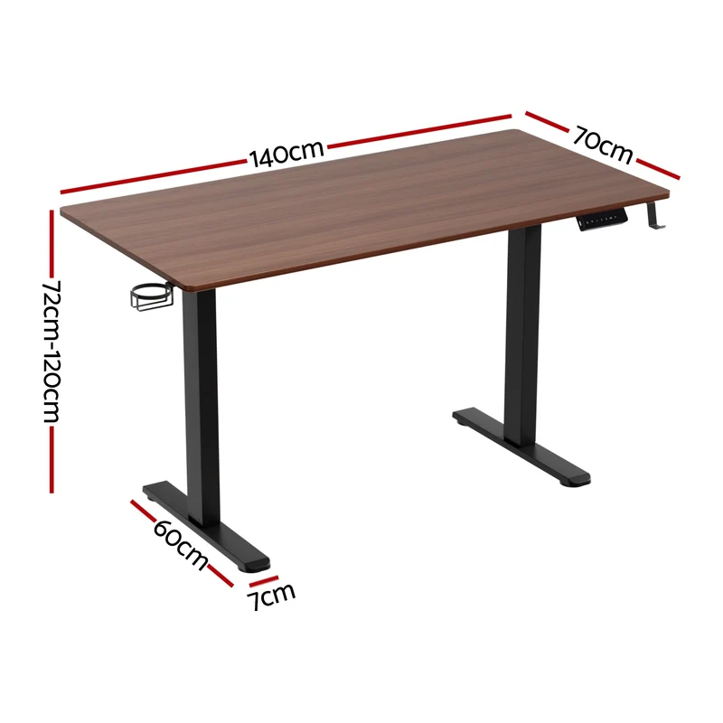 Artiss Standing Desk Motorised Dual Motor Electric Walnut 140CM