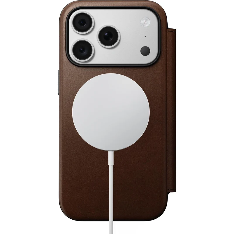 NOMAD Leather Folio Case for iPhone 18 Pro (Brown ECCO)