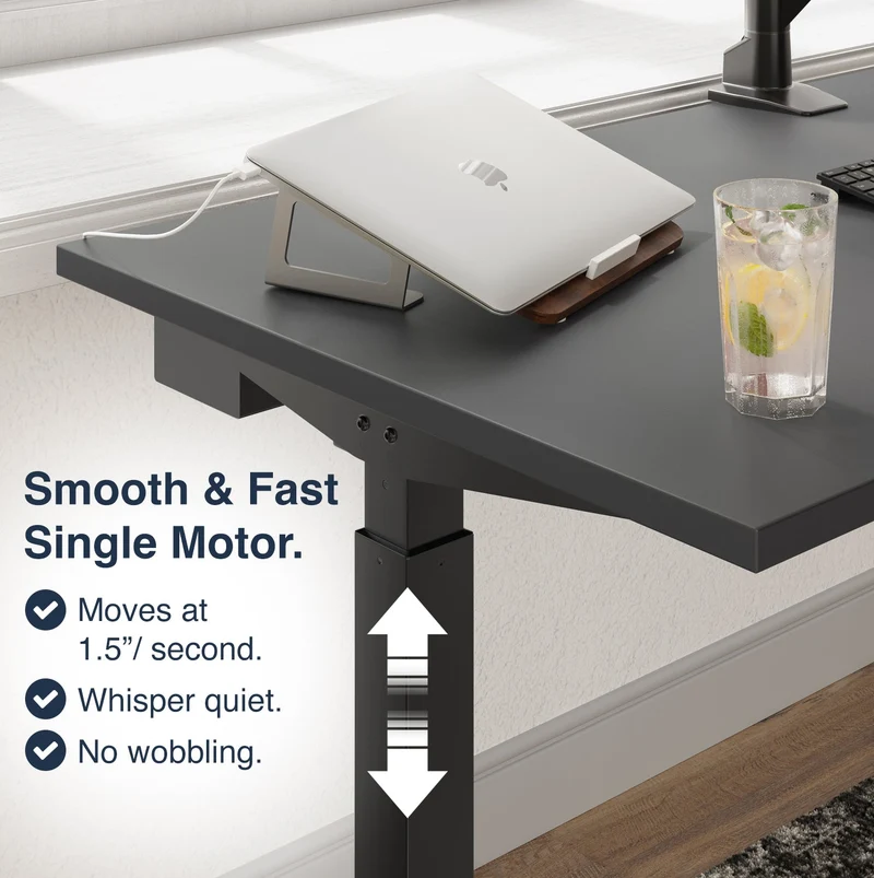 Desky Single Sit Stand Gaming Desk 200cm White Desktop and White Frame