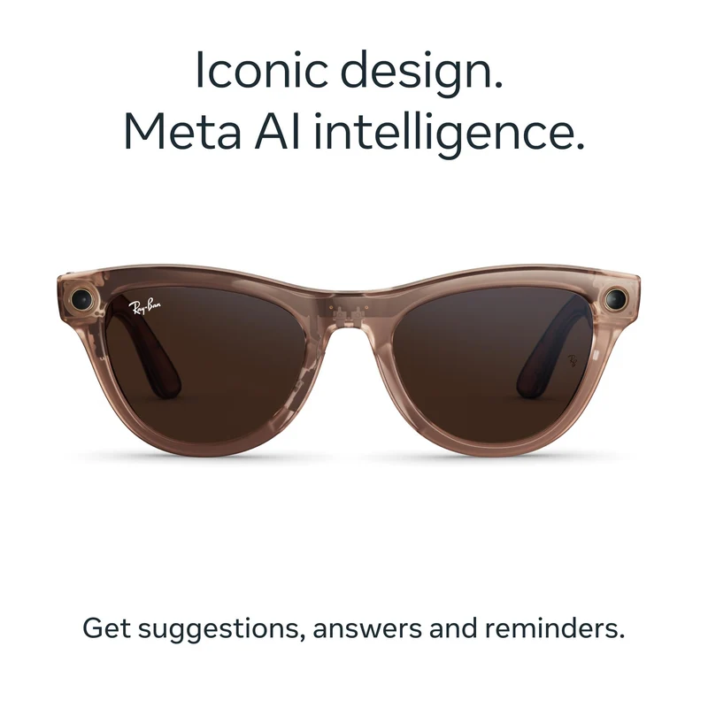 Ray-Ban | Meta Skyler Gen 2 AI Glasses (Shiny Transparent Peach/Transitions Brown)