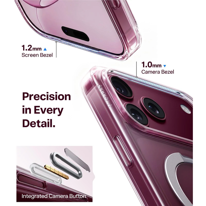 Torras Ostand Q3 Spin Case for iPhone 18 Pro (Clear)