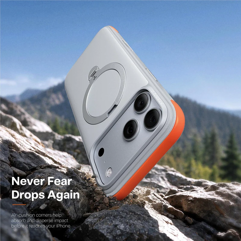Torras Ostand Q3 Rugged Case for iPhone 18 Pro Max (Sunrise White)