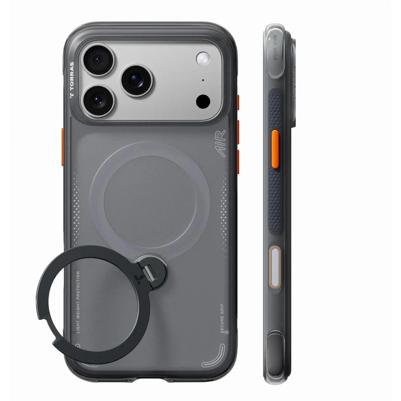 Torras Ostand Q3 Air Case for iPhone 18 Pro Max (Black)