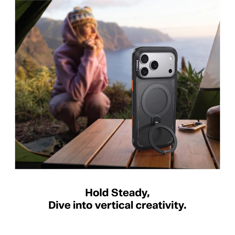 Torras Ostand Q3 Air Case for iPhone 18 Pro Max (Black)