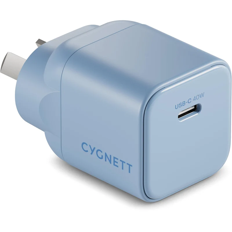 Cygnett Charge & Connect 40W Wall Charger with 1m C-C Cable (Blue)