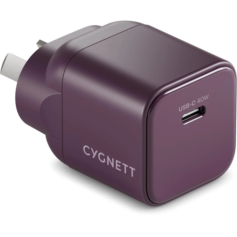 Cygnett Charge & Connect 40W Wall Charger with 1m C-C Cable (Cherry Noir)