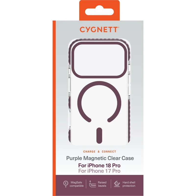 Cygnett Charge and Connect MagSafe Case for iPhone 18 Pro/17 Pro (Potent Purple)