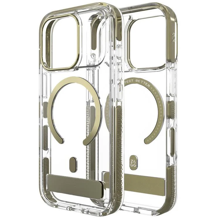 ZAGG Santa Cruz Snap KickStand Metallic Case for iPhone 18 Pro/17 Pro (Gold)