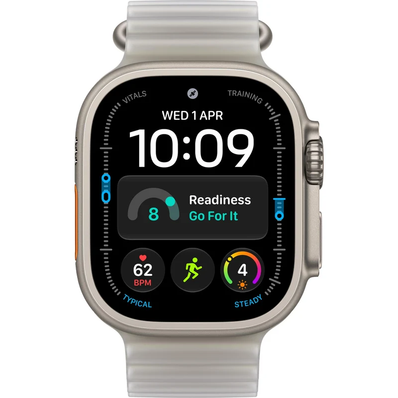 Apple Watch Ultra 4 49mm Natural Titanium Case GPS + Cellular with Translucent Ocean Band (Grey)