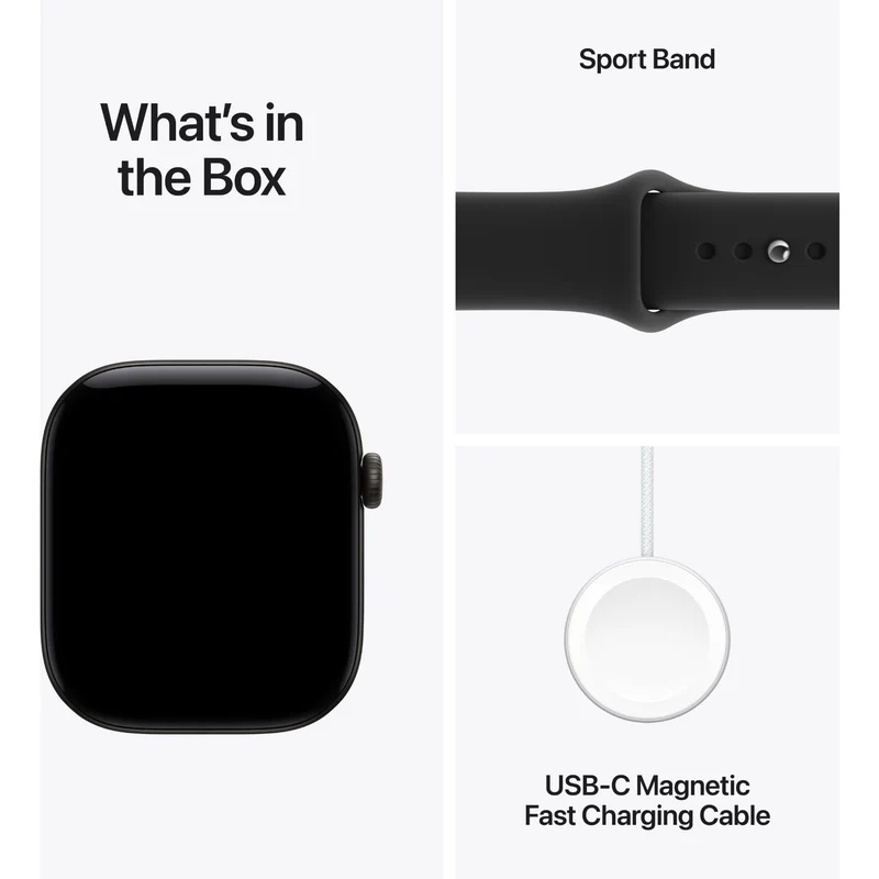 Apple Watch Series 12 46mm Black Aluminium Case GPS + Cellular Sport Band (S/M) (Black)
