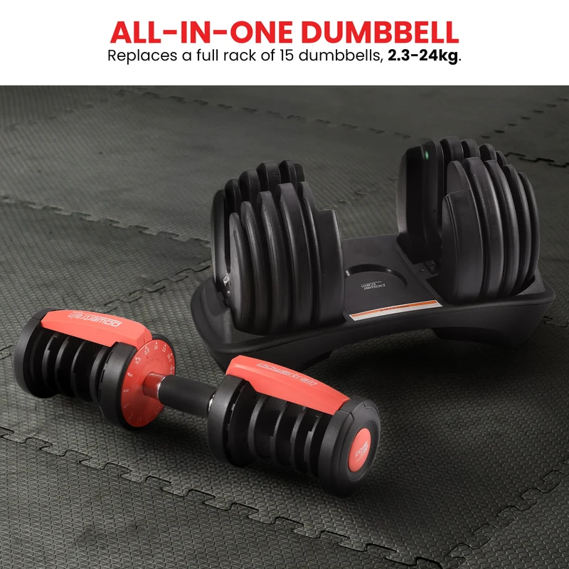 Powertrain 2x 24kg Adjustable Dumbbells Set (Red)