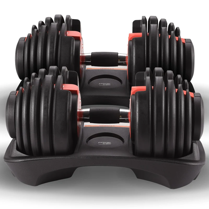 Powertrain 2x 24kg Adjustable Dumbbells Set (Red)